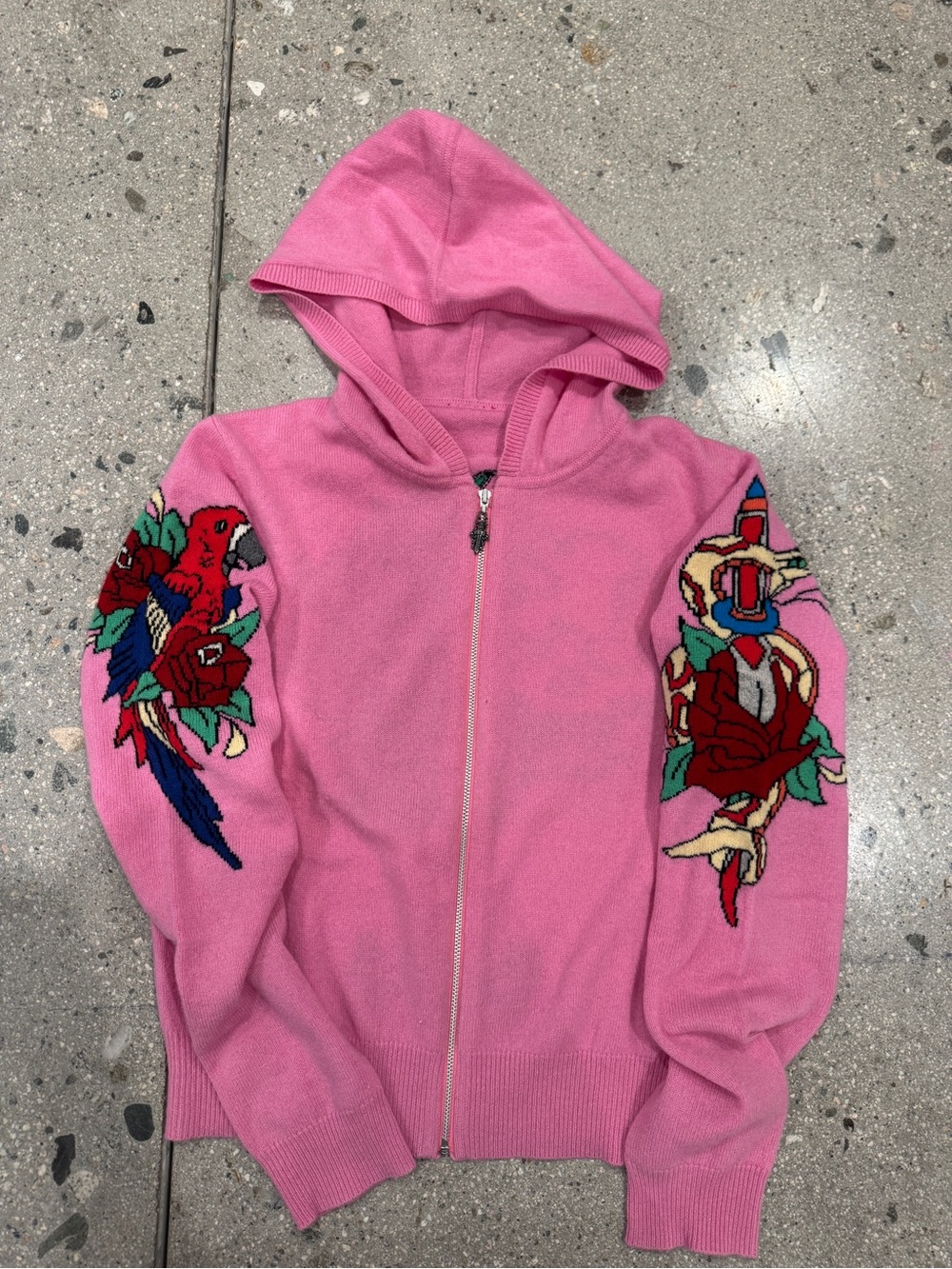 Vintage Y2K A&G Amal Guessous Hoodie Cashmere Cardigan Women’s Pink